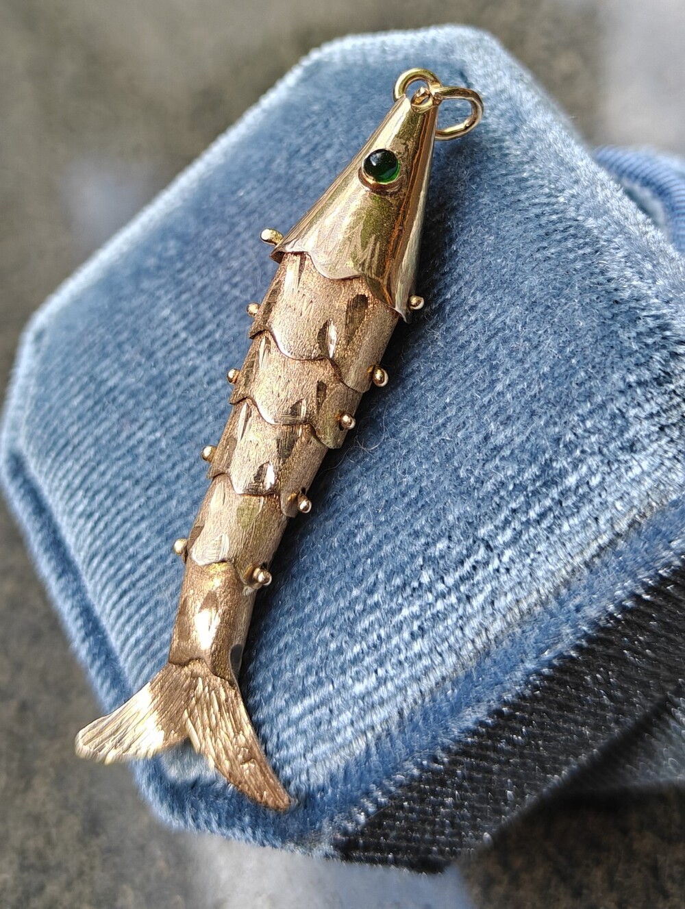 Vintage 14K Gold Articulated Fish Pendant